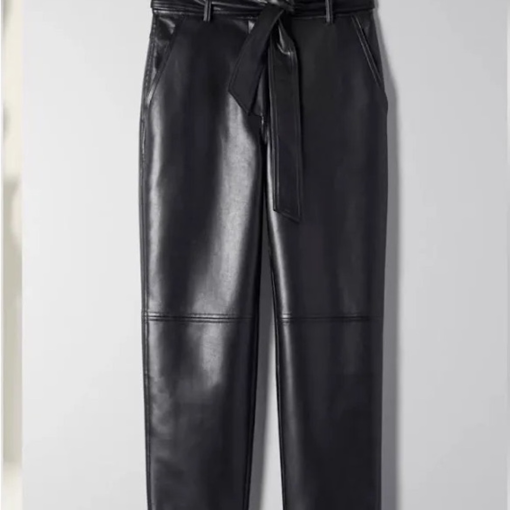 Aritzia Black Vegan Leather Tie Pants